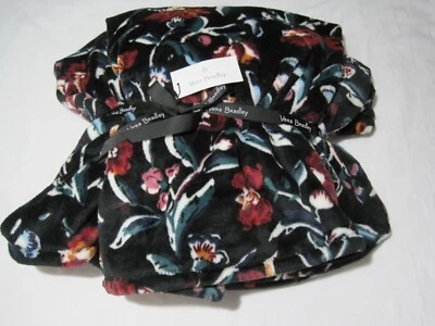 VERA BRADLEY PLUSH THROW BLANKET PERENNIALS NOIR 80" X 50" NEW WITH TAGS - Image 1 of 4
