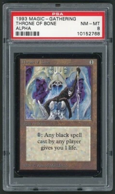 1993 MTG Magic the Gathering Card Alpha Throne of Bone PSA 8 TCG - Image 1 of 2