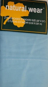 New Solid Blue Cotton Blend Percale Pair Standard Size Pillow Cases NWT - Picture 1 of 1