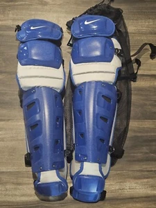 Nike Vapor Pro Baseball Catchers Leg Guards 18” PBP512 /color Blue White 472 New - Picture 1 of 4
