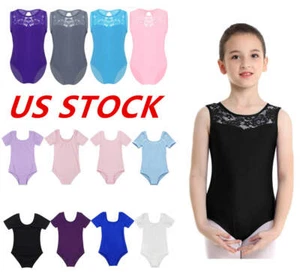US Kids Girls Ballet Dance Unitard Gymnastic Leotard Jumpsuit Fitness Dancewear - Picture 1 of 109