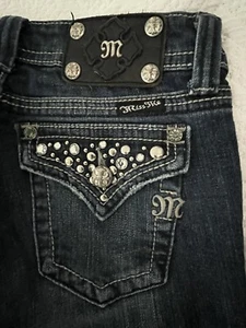 Miss Me JP5141ST Jeans Damen Gr. 26 Blau Dark Wash Denim Nieten Strass - Bild 1 von 12