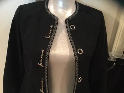 Mujer Carlisle Chaqueta Azul Marino con Cadena Palanca Cierre Falda Traje Talla 2 Foto 1 de 4