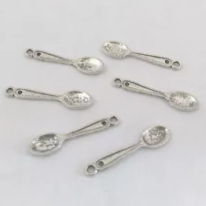 LOT de 12 PENDENTIFS perles breloques ARGENTE CUILLERES SPOONS création bijoux - Picture 1 of 1