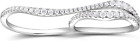 Rhodium Plated Sterling Silver 925 Double Finger Ring for Women Long Lasting, Du