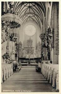 Sweden Stockholm Interior av Storkyrkan Vintage RPPC B56 - Picture 1 of 2