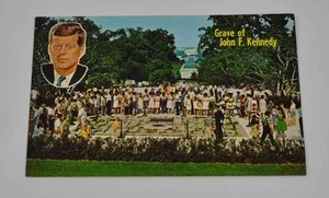Vintage Postkarte Grab John F Kennedy Arlington National Cemetery Lee Mansion - Bild 1 von 1