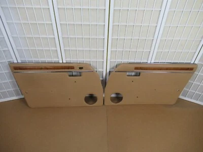 81-87 Jaguar XJ6 Left Right TAN WOODGRAIN Front Interior Power Door Panel SET - Изображение 1 из 4