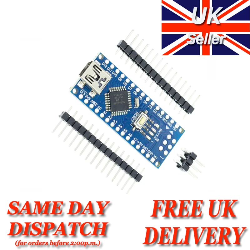 Mini USB Nano Atmega328P V3.0 Arduino Compatible Development Board Unsoldered - Image 1 of 1