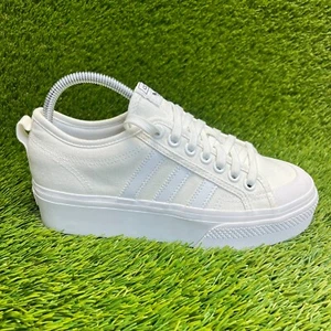 Adidas Nizza Platform Triple White Womens Size 8 Athletic Casual Shoes Sneakers - Picture 1 of 10