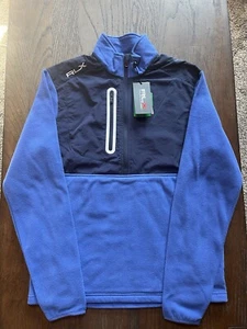 RLX Ralph Lauren Pullover 1/2 Zip Blue & Navy Fleece Jacket Men’s Small - Picture 1 of 7