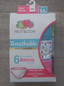 Fruit of the Loom Girls' Breathable Bikinis Comfort Waistband Underwear Sz 16 - Picture 1 of 7