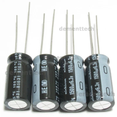 4x Nichicon HE 1500uF 6.3v Long Life 105C Low-ESR 10x20mm radial capacitors caps