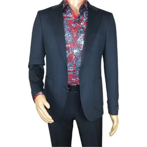 Chaqueta de vestir informal para hombre MONO Turquía parche bolsillos algodón grueso 1557-002 azul marino - Imagen 1 de 13