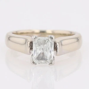1.03ct Radiant Cut Diamond Solitaire Engagement Ring 18k White Gold Size 5 - Picture 1 of 8