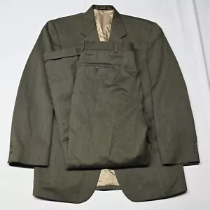 Vtg J. Ferrar 38R 32x30 Brown Basketweave Wool Mens Jacket Pants Suit - Picture 1 of 12
