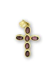 Ciondolo a Croce in Oro 18 kt con 750 di pietra IDRO da Donna Pendente Regalo - Imagen 1 de 2