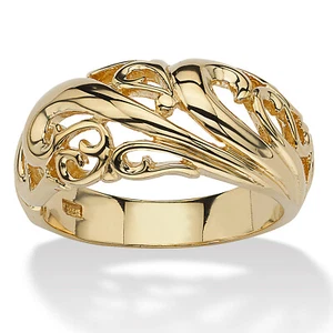 Gold-Plated Sterling Silver Swirl Dome Ring - Picture 1 of 4
