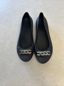 Crocs Womens Black Gianna Chain Link Comfort Slip On Ballet Flats Size 8 - Picture 1 of 6