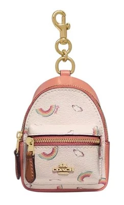 Berloque mochila nova com etiquetas Coach mini quadra estampa arco-íris ALLOVER F73143 - Imagem 1 de 4