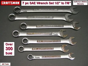 CRAFTSMAN Large 7 pc SAE Combination Wrench Set 1/2" to 7/8" NEW - Picture 1 of 4
