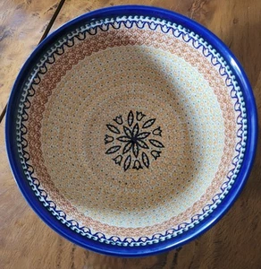Unikat Polish Pottery Fall Moon Pattern Large Mixing Bowl Discontinued 10"× 5" - Picture 1 of 5