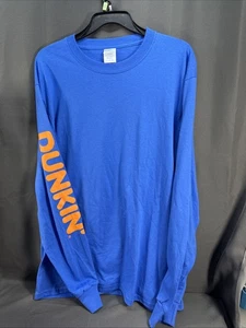 Dunkin Donuts T Shirt Mens L Blue Americas Iced Coffee Long Sleeve Employee NEW - Picture 1 of 4