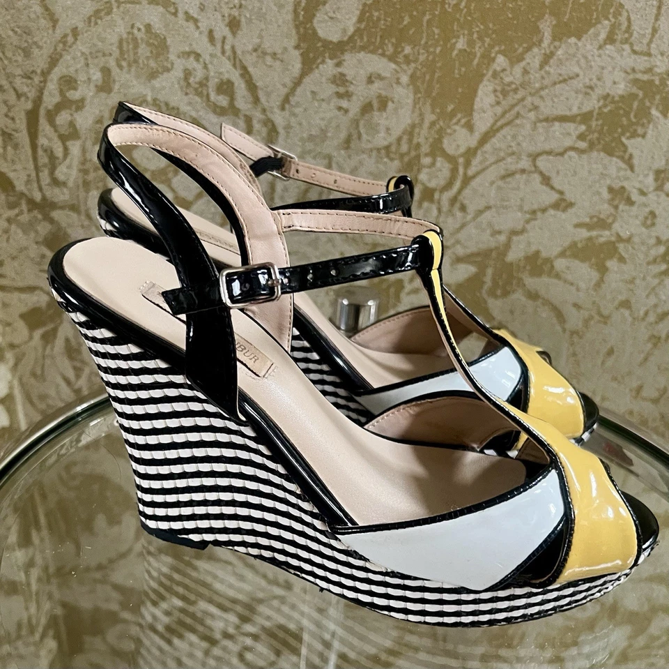 Menbur The Essence Sandalias Cuña Mezcla Amarillo/Negro/Blanco 7/40  Foto 1 de 4