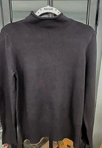 French Connection Womens Large Black Knit Mock Turtleneck Acrylic Blend Career  - Picture 1 of 6