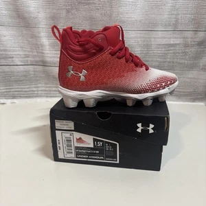Under Armour Boys 1.5y Spotlight Fran 3.0 Football Cleats Red/White 3026344-600 - Picture 1 of 11