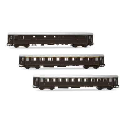 FS 3 CARROZZE LIVREA CASTANO 1 BAGAGLIAO DZ 83000,1 DI 1a CLASSE AZ 13010 E 1 DI - Immagine 1 di 4