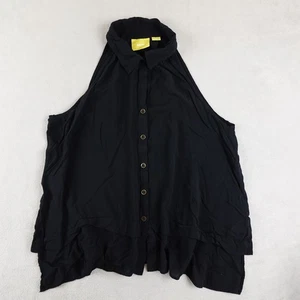 Maeve Button Down Shirt Womens 12 Black Sleeveless Collared Layered Rayon Top - Picture 1 of 17