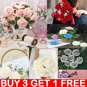 50PCS Large 7CM Artificial Flowers Foam Rose Heads Wedding Party Decor Bouquet - Picture 1 of 49