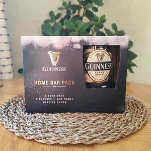 Guinness Home Bar Pack Cream Label Pint Glasses | Playing Cards | Beer Mats - Picture 1 of 19
