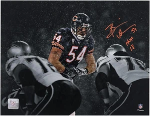 Brian Urlacher Chicago Bears Signed 11" x 14" Spotlight Snow Photograph w/Insc - Picture 1 of 1