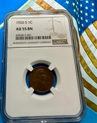 NGC 1926-S LINCOLN CENT AU-55 BN - CHOCOLATE BROWN SPECIMEN - SUPER NICE!! - Image 1 of 4