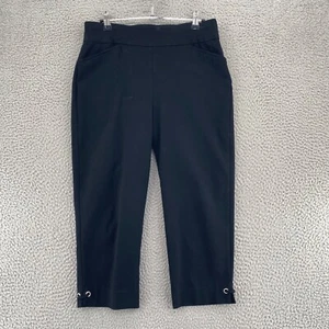 Chicos Pants 1 US 8 Josie Black Perfect Stretch Grommet Trim Slim Capri Pull On* - Picture 1 of 14