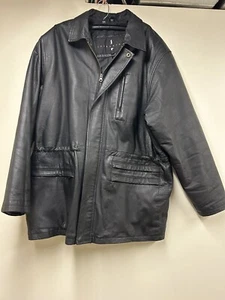 Mens Joshua Ross Black Leather Jacket Size Large - Picture 1 of 4