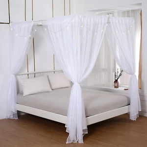 Akiky Princess Canopy Bed Curtains Bed Canopy Curtains with Lights for Queen ... - Picture 1 of 15