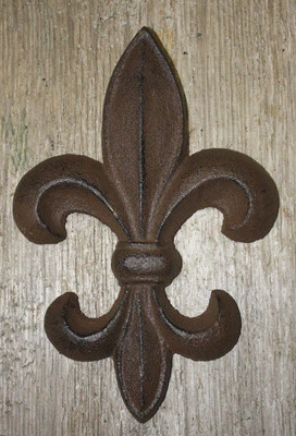 Cast Iron Antique Style Rustic Fleur De Lis Wall Decor Boy Scouts 7" Saints  - Image 1 of 2