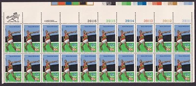 Scott #1790 Summer Olympics Javelin Thrower Plate Block of 20 Stamps - MNH - Image 1 of 2