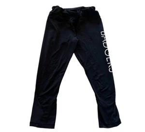 lululemon womens black cropped leggings badgers appliqué drawstring size 8 - Picture 1 of 5