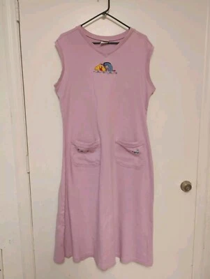Vintage Winnie The Pooh Women's Embroidered Cotton Lilac Dress Size XL - Image 1 of 4