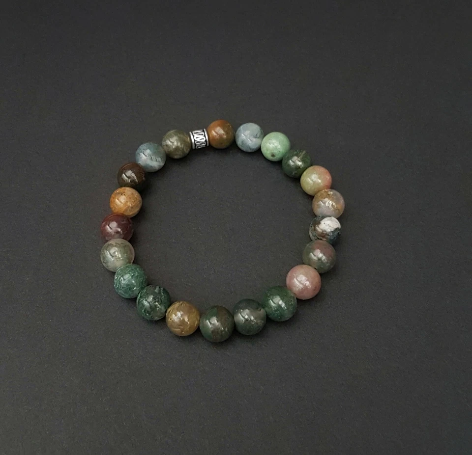 Bracelet Lithothérapie Pierres naturelles Agate indienne Indian agate neuf new - Immagine 1 di 1