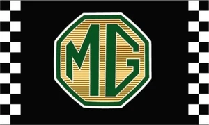 MG Green Checkered Racing 3x5 Ft Banner Flag Car Racing Show Garage Workshop - Picture 1 of 2