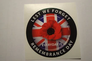 REMEMBRANCE DAY  STICKERS   2 x RED POPPIES [ LEST WE FORGET]  3" appr - Picture 1 of 1