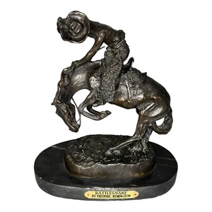 Vintage Frederic Remington Rattlesnake Figure Bronze Marble REPRODUCTION 11” - Picture 1 of 5