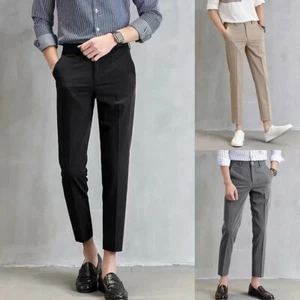 Pantalones blazer estilo coreano informales para hombre pies pequeños calce recto - Imagen 1 de 36