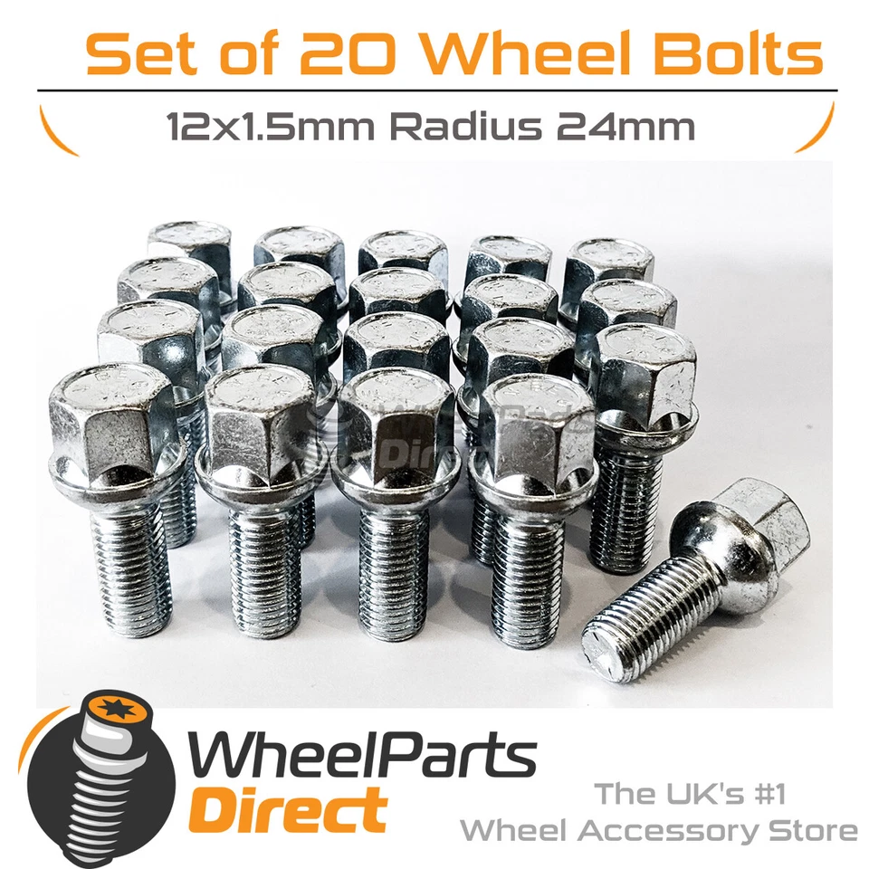 Parafusos de roda de liga leve (20) raio 12x1,5 24mm para Smart Fortwo [Mk2] 07-14 - Imagem 1 de 1