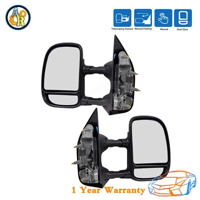 ★Par de espejos retrovisores laterales telescópicos de remolque manual para Ford E-350 Super Duty 2003-2016 Foto 1 de 4